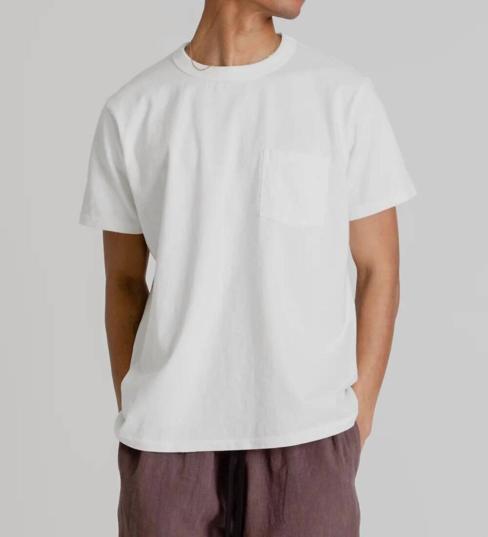 NEW VELVA SHEEN pigment dyed crew pocket tee in off white